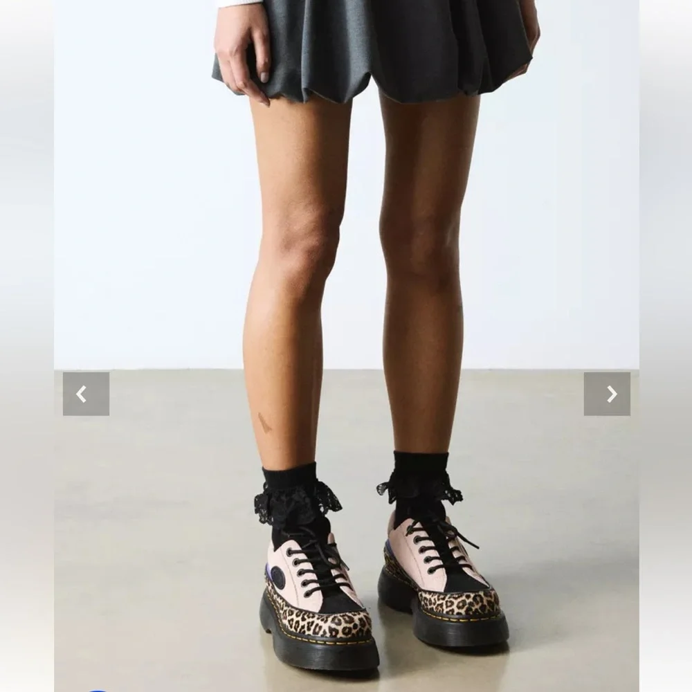 New Dr. Martens BUZZ 5-Eye Leopard & Suede Platform Shoes - Picture 2 of 16